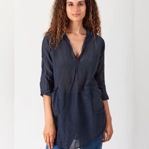 CP SHADES Teton Tunic - Indigo Linen V-neck Size S